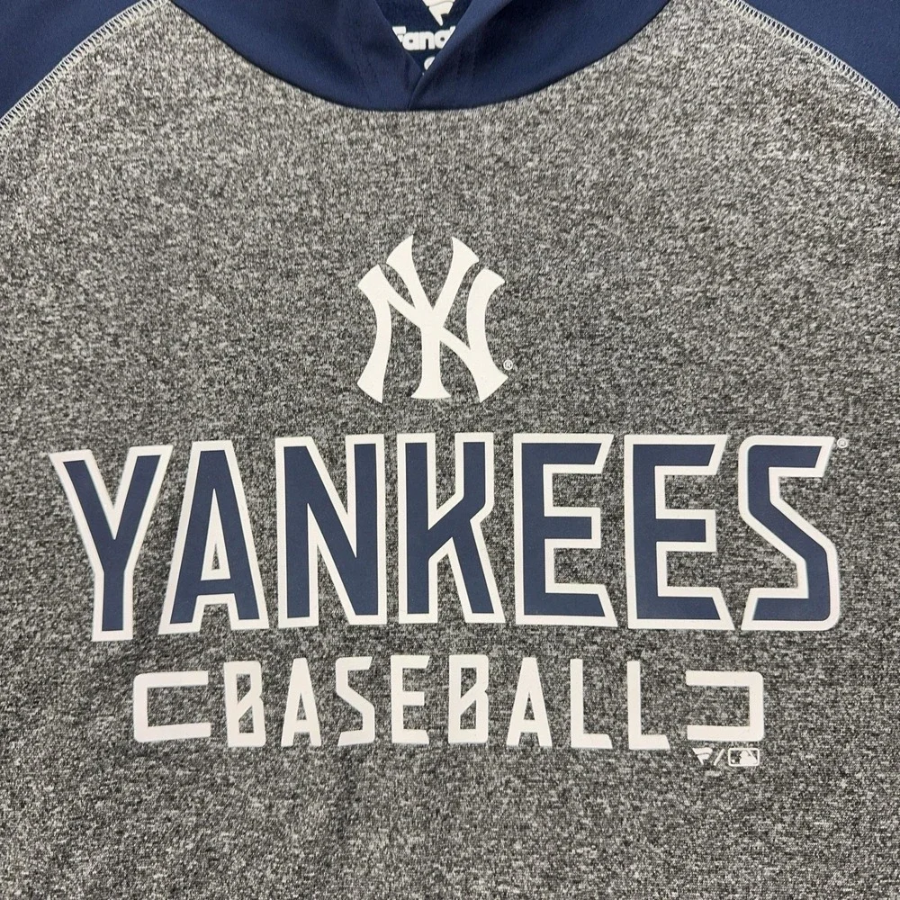 New York Yankees Hoodie Mens Large Blue Gray MLB Baseball Fanatics Pullover